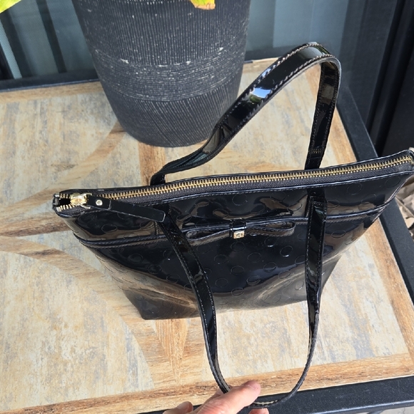 kate spade New York Jeralyn Camellia Street Polka Dot Patent  Small Tote - Picture 15 of 16